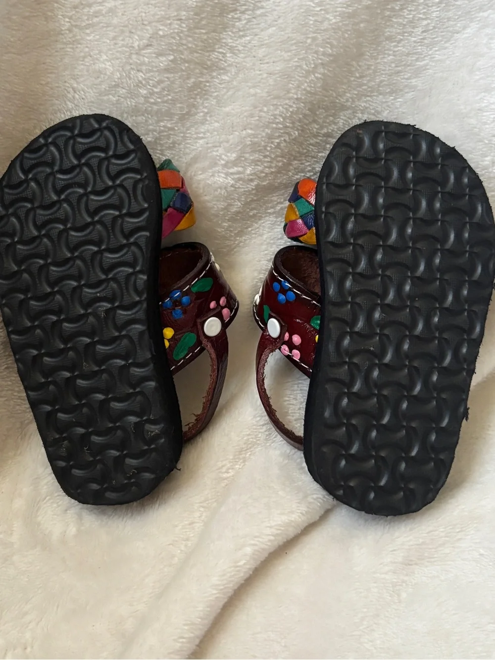 Toddler Handmade Mexican Leather Huarache Sandals Floral Braided Size 2